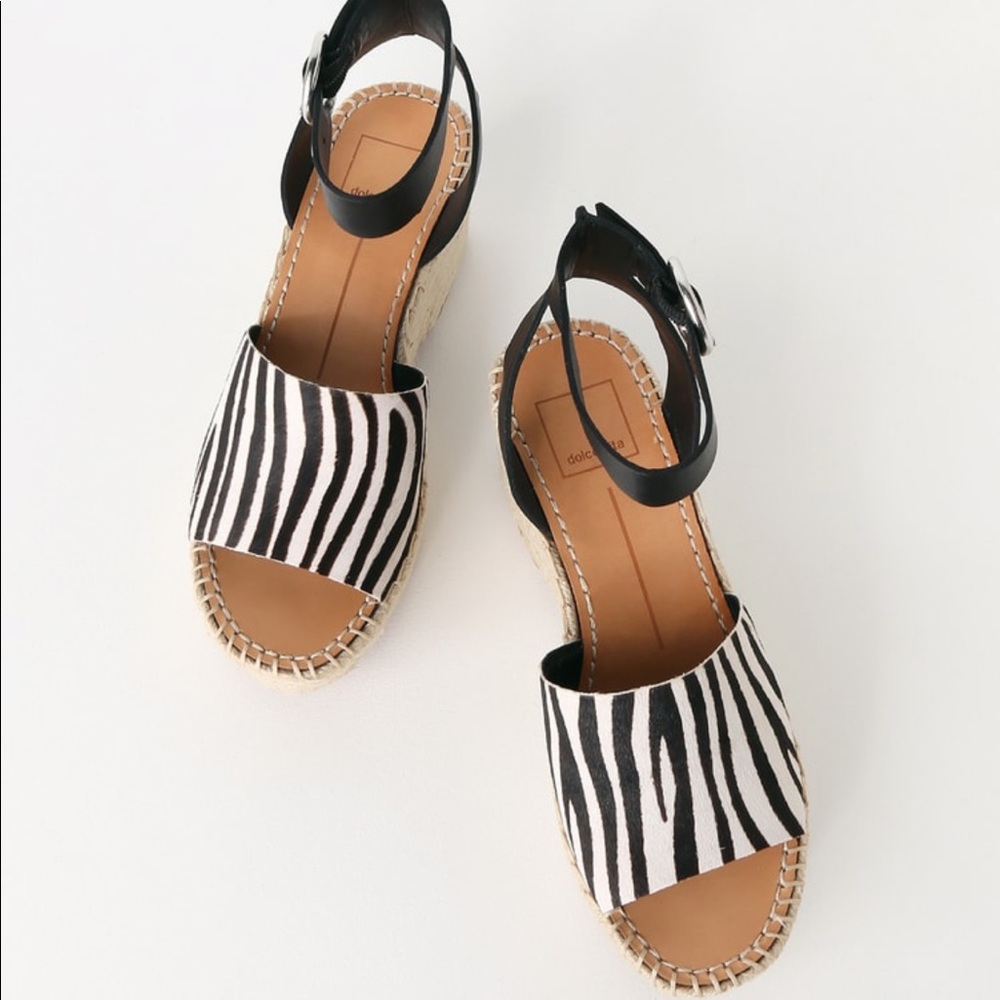 Dolce Vita Zebra Calf Hair Espadrille Wedges - Picture 6 of 7